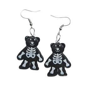 Black and White Bear Skeleton Earrings